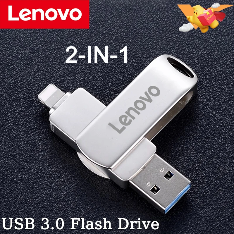 Lenovo 2TB USB 3.0 Flash Drive for iPhone with 2 in 1 USB-A to lightning interface usb3.0 pendrive Iphone11/12/13 /14 Ipad