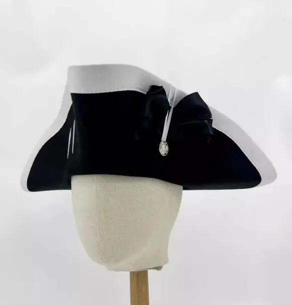 18th Century Britain Hat Men Black Cap Vintage Tricorne