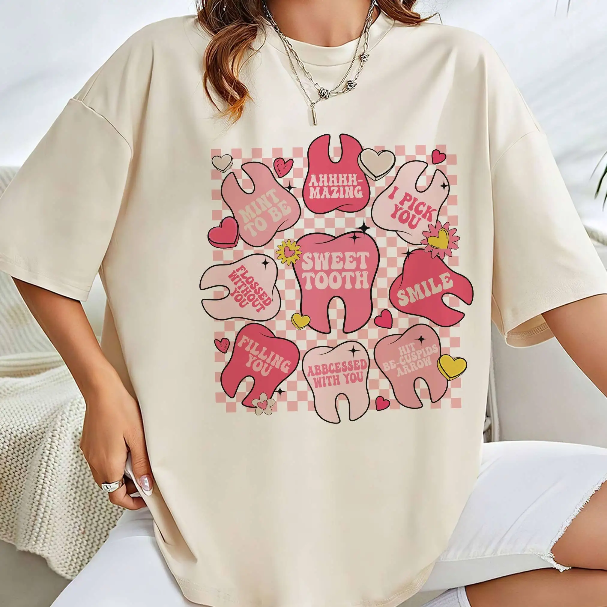 Винтажная зубная Милая футболка рубашка с зубами дантистом ассистент ко Дню