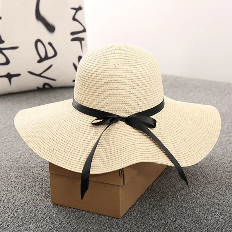 

Simple Large Brim Bucket Hat for Women Summer Foldable Beach Sun Hat Outdoor Casual Sunshade Straw Hat Female Gorra Para Mujer