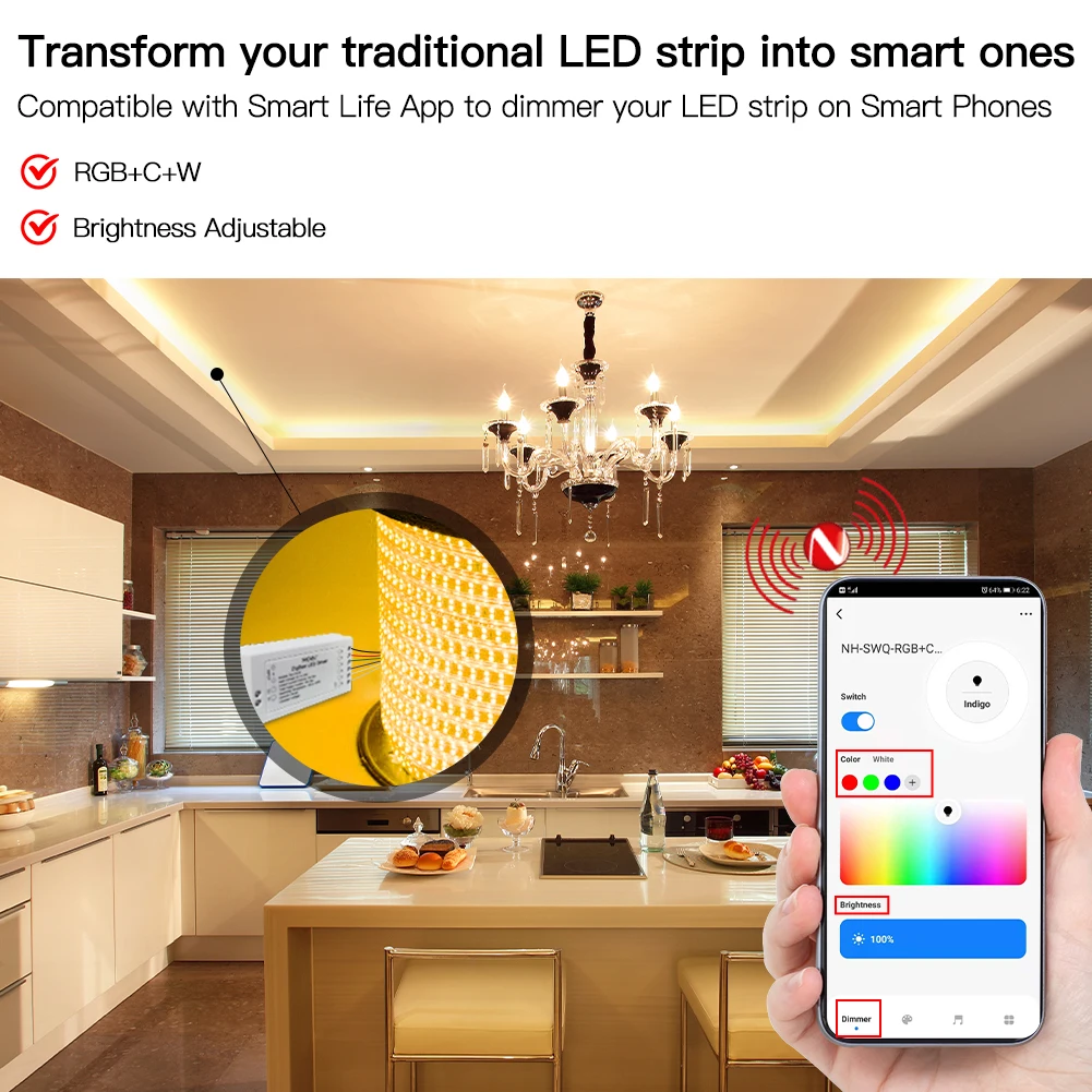 Умный диммер MOES ZigBee 3 0 модуль Swtich RGB CCT для светодиодной ленты управление через