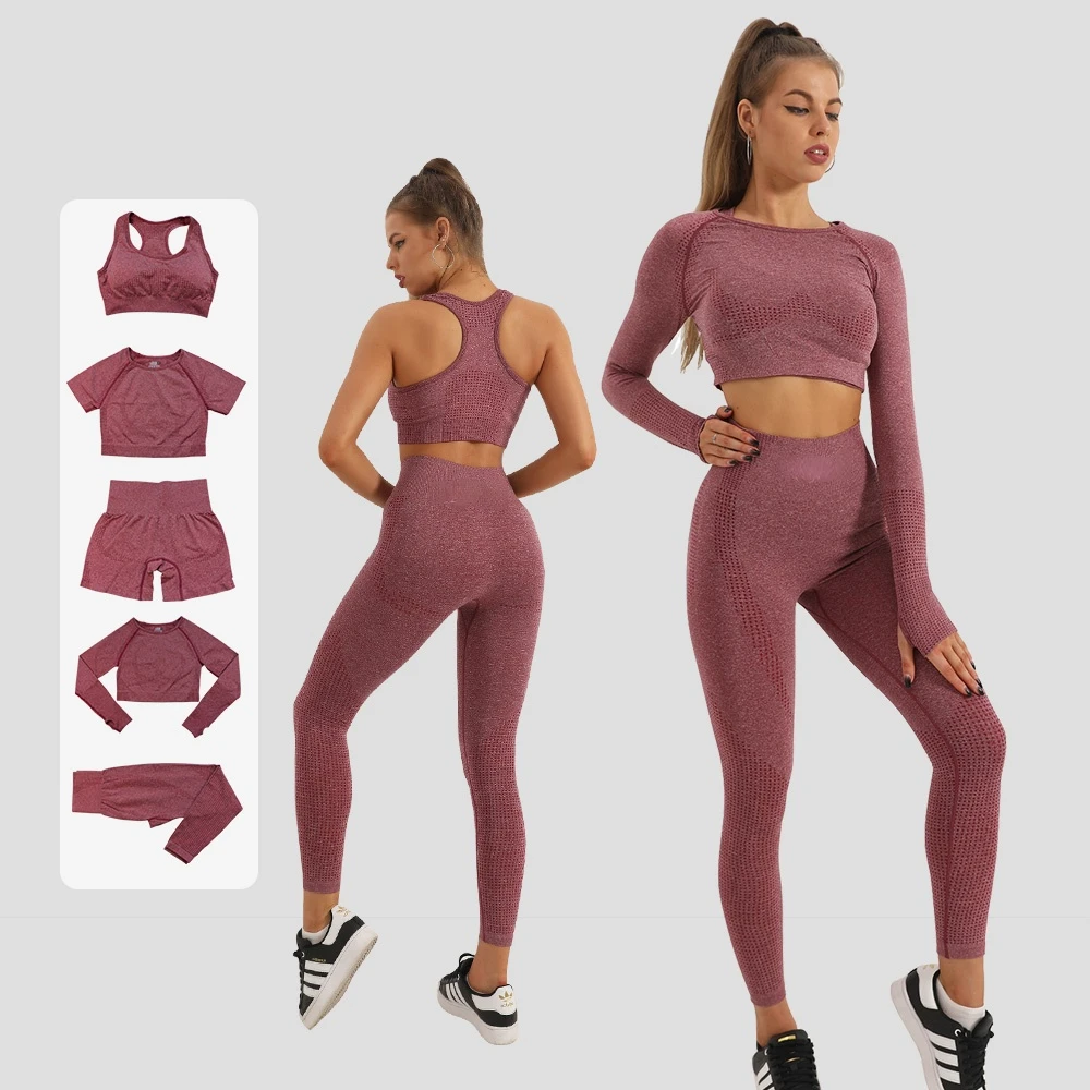 Женский бесшовный комплект для йоги спортивная одежда тренировок спортзала