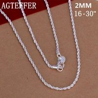 agteffer 925 sterling silver 2mm 1618202224262830 inch twist rope chain necklaces for woman men fashion jewelry gift
