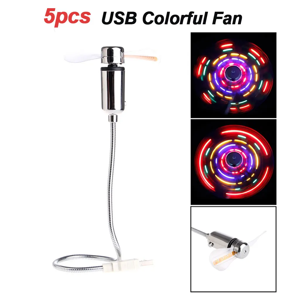 

5 шт., Гибкие USB-вентиляторы со светодиодной подсветкой