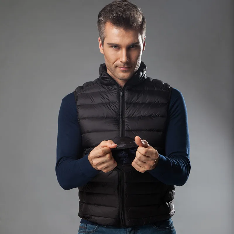 

2023Autumn and winter thin down jacket vest men's vest outside wear warm lightweight thin horse clip white duck down coat