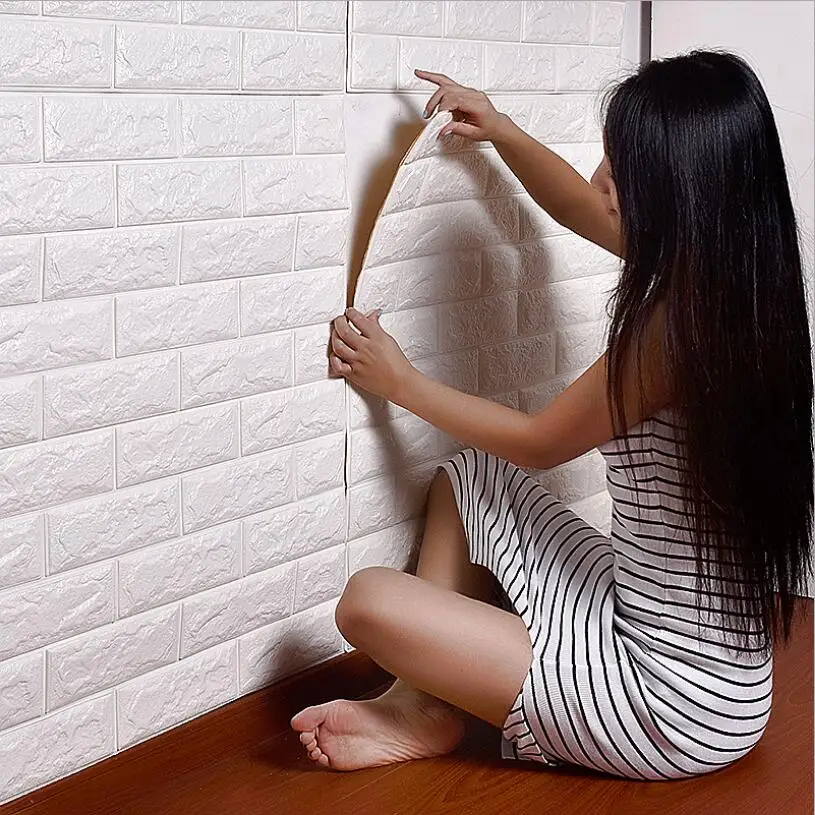 

10M PE Foam 3D Wallpaper DIY Wall Stickers Wall Decor Embossed Brick Stone Living Room Bedroom TV Background Wall Home Decor