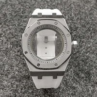 41mm sapphire glass watch case rubber strap for nh35 movement watch modified parts