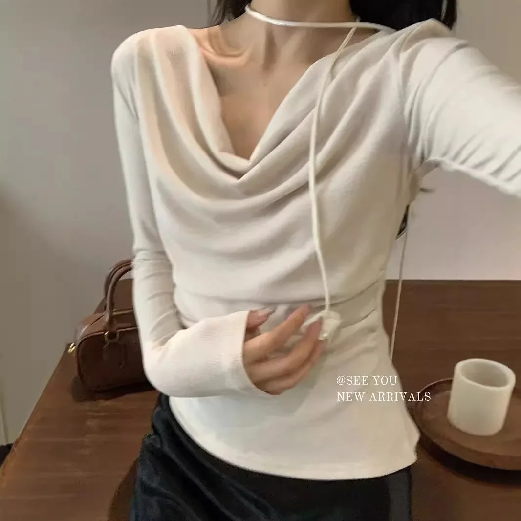 Женская Мягкая футболка с французским тюльпаном и поясом