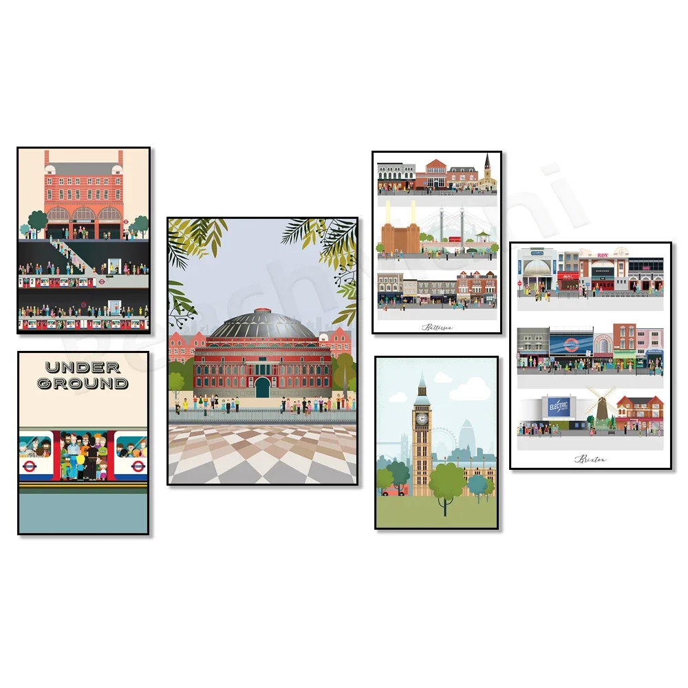 Tower Bridge Battersea London Covent Garden Underground Station Zoo Buckingham Palace Brixton Travel Poster