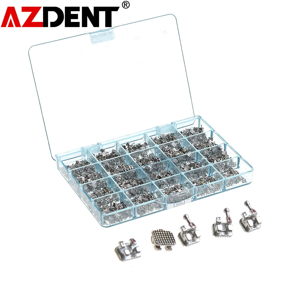 

50 sets/Box (1000Pcs) AZDENT Dental Metal Orthodontic Brackets Monoblock Mini MBT 022 /Roth 018 345 Hooks