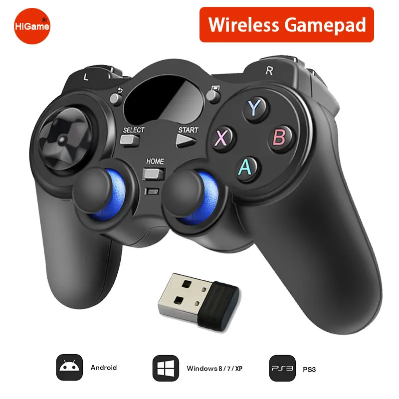 

Беспроводной геймпад 2,4G, джойстик, игровой контроллер, джойстик с защитой от пота и скольжения, контроллер для PS3, ПК, Android, Windows 8/7/XP