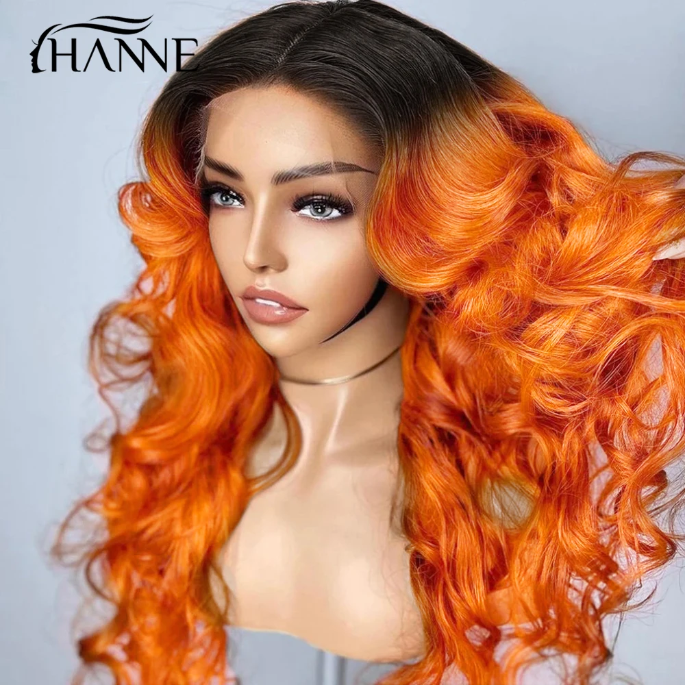 HANNE Ginger Loose Body Wave Lace Front Wig Human Hair Brazilian 13X4 Orange Human Hair Wigs For Women Remy Lace Frontal Wigs