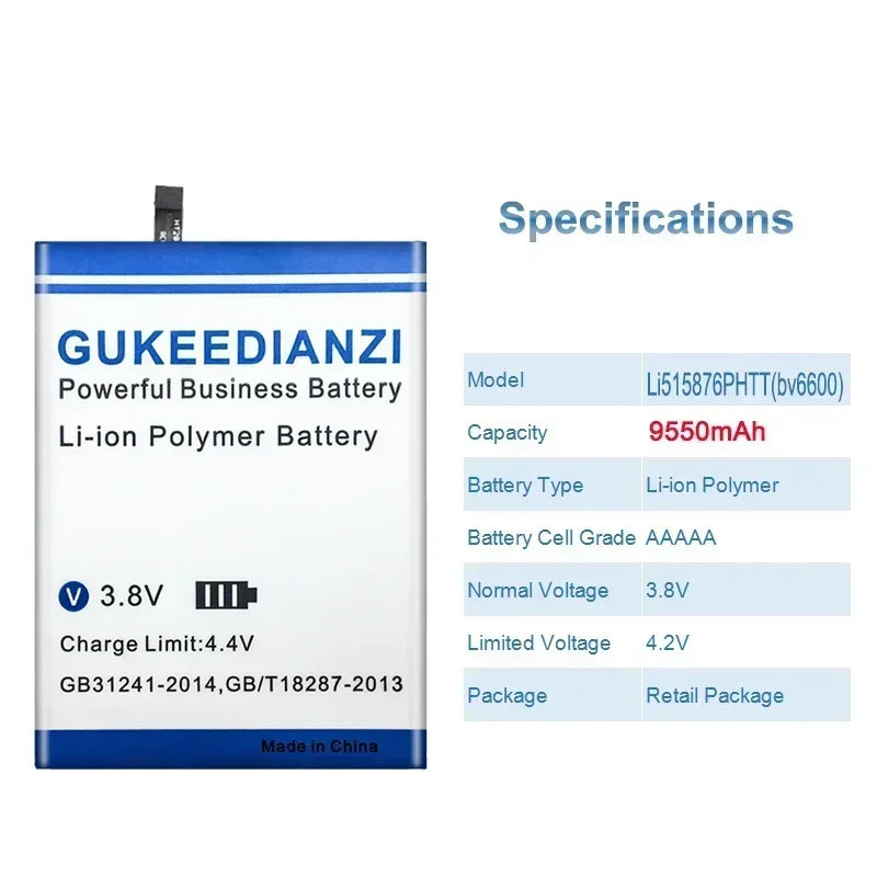 Аккумуляторы для мобильных телефонов большой емкости Li 515876 PHTT Blackview BV6600 9950 мАч