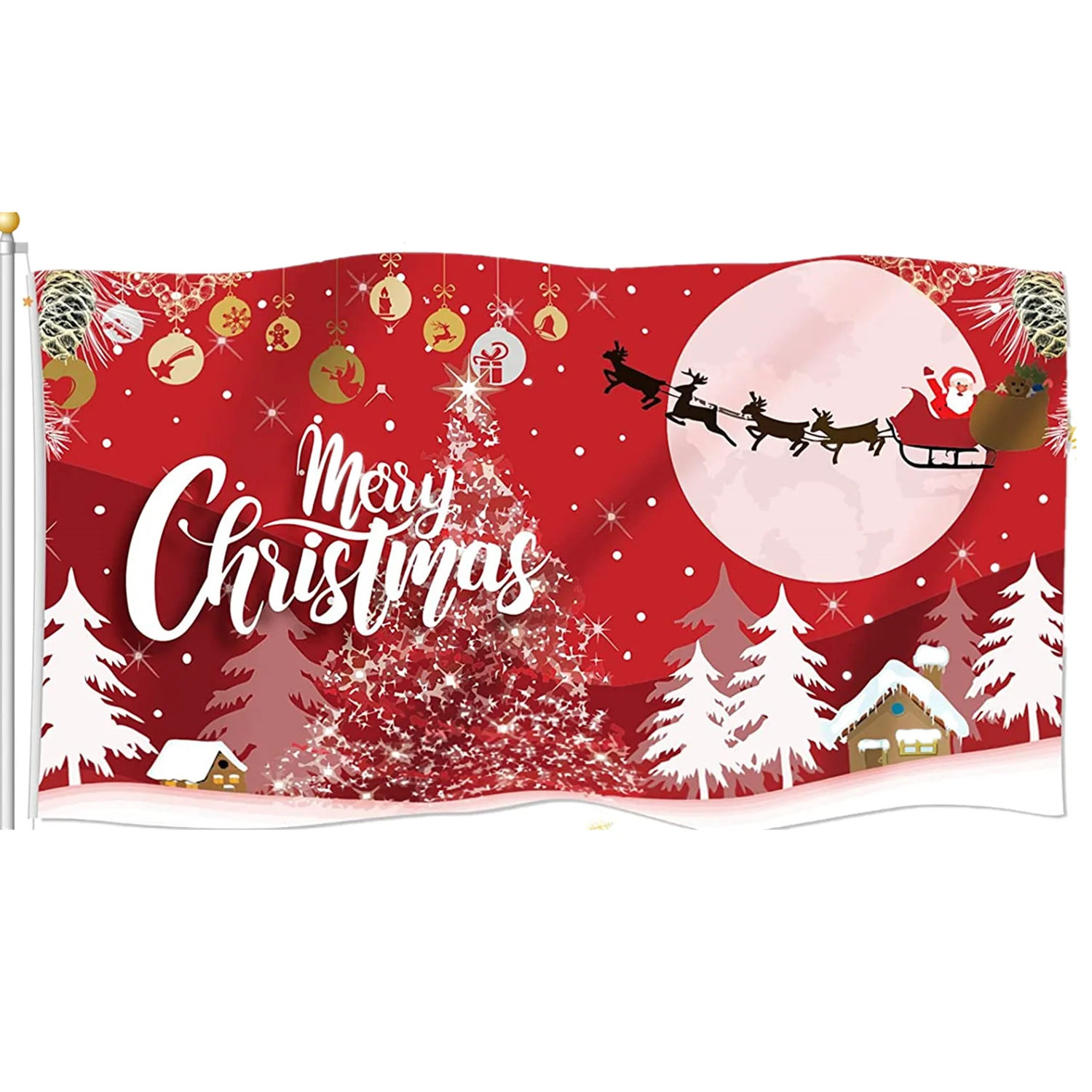 

Christmas Flag Santa Claus Xmas Party Premium Indoor Hanging Decoration Living Room Digital Printing Outdoor Fade Proof