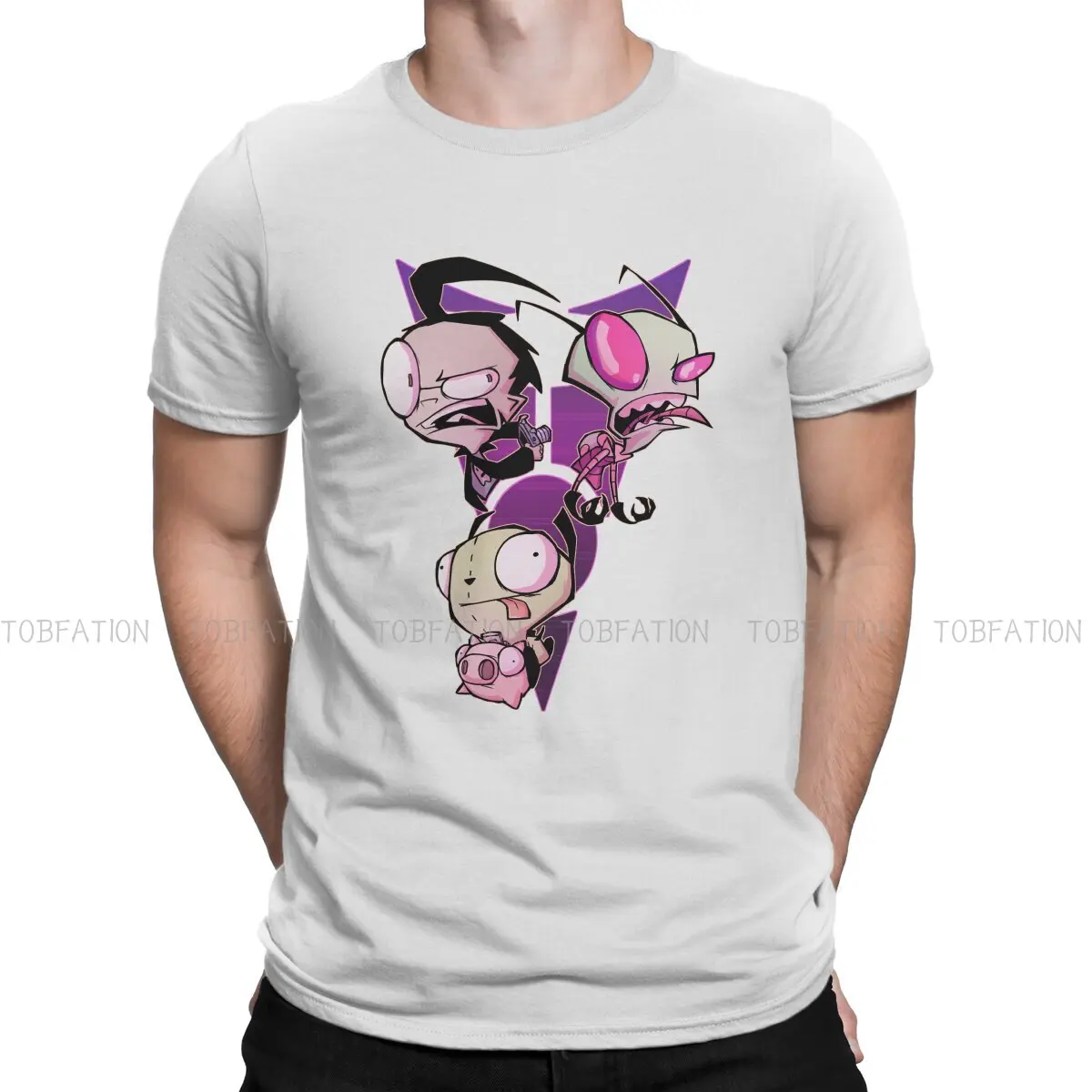 

Новейшая анимационная футболка Invader Zim с мембраной газ для мужчин, футболка из чистого хлопка с круглым воротником и мультипликационным при...