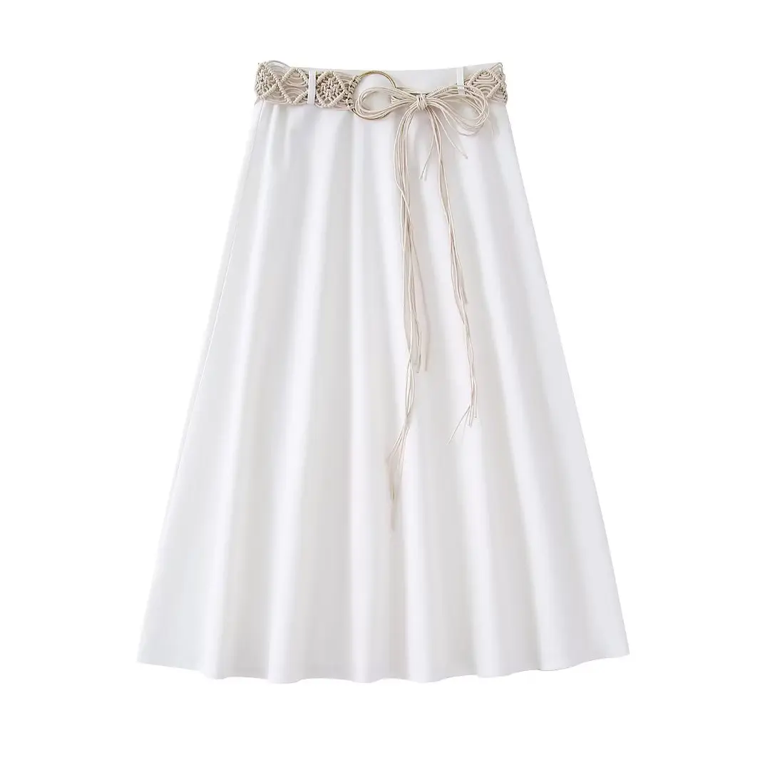 

A.D.EAST-A word skirt belt sweet and pure and fresh temperament show thin dress pure color female bust skirt of tall waist
