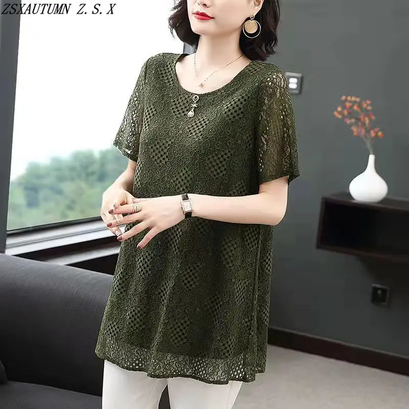 

Korean Fashion Women's Clothes Lace Shirt New Spring Summer Fine Elegant Blouses for Female All Match Vintage Casual Simple Tops