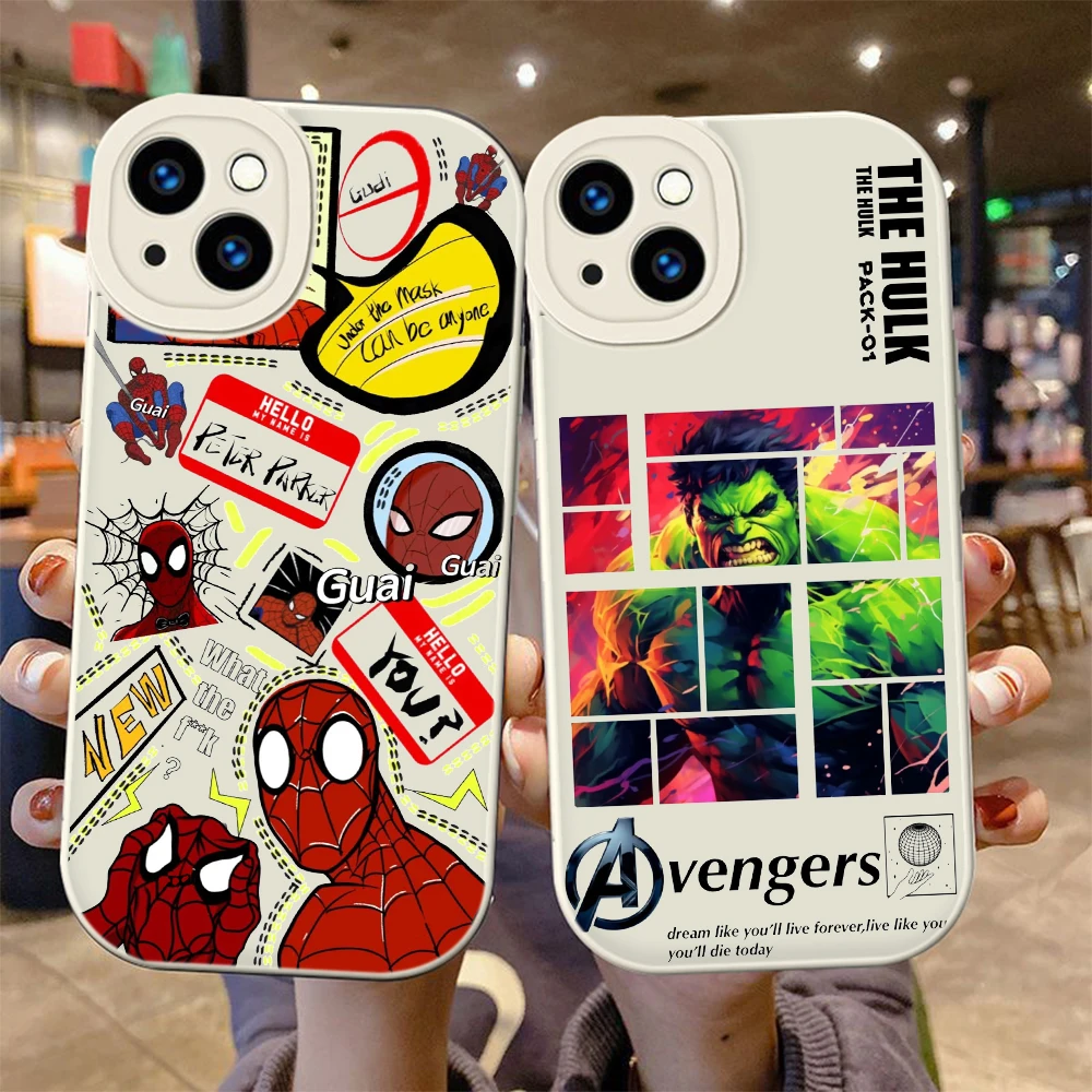 Мягкий силиконовый чехол S-Spider M-Man для iPhone 15 Plus 14 13 12 11 X XS XR Pro Max Mini 8 7