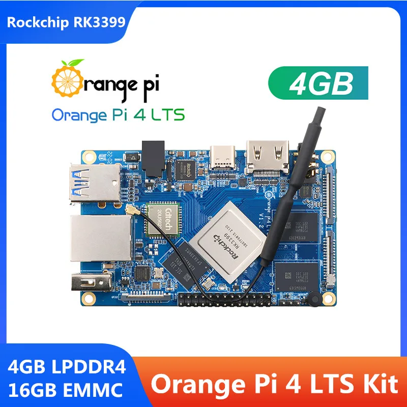 Orange Pi 4 LTS 4  LPDDR416GB EMMC Rockchip RK3399 Wifi + BT5.0  Ethernet   Android Ubuntu Debian OS  OPI 4 LTS