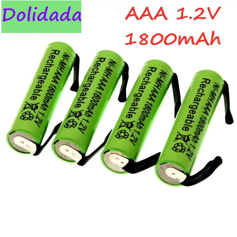 

Ni-Mh 1.2V AAA Rechargeable Battery Cell, 1800mah, with Solder Tabs for Philips Braun Electric Shaver, Razor, Toothbrush