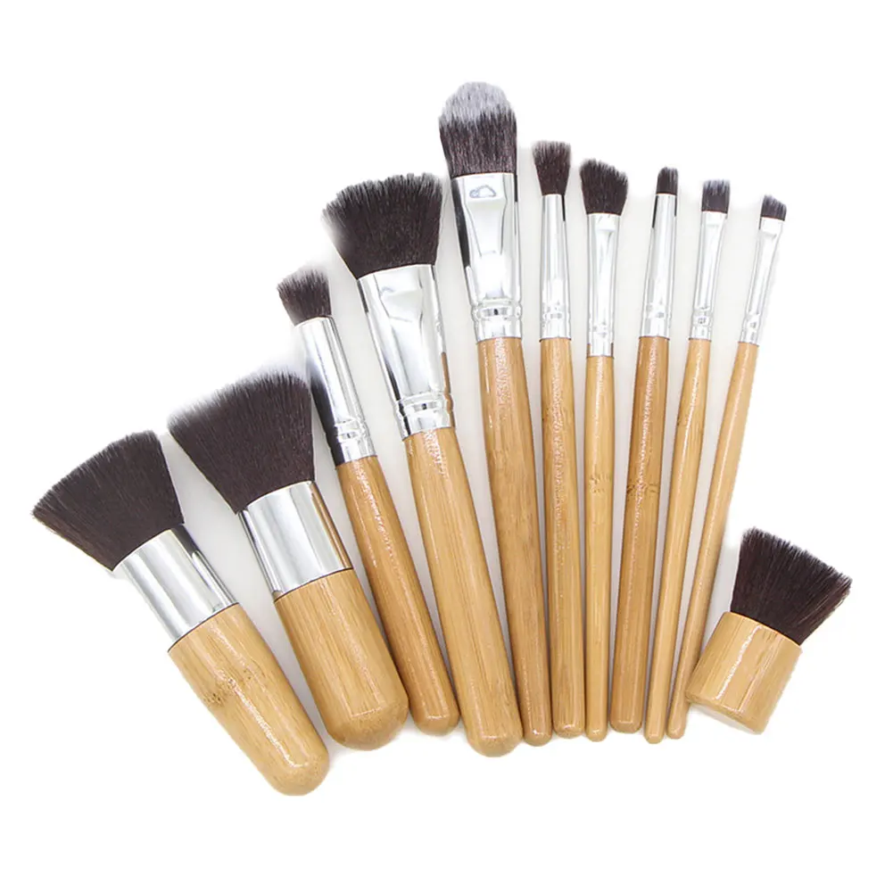 

11pcs Makeup Brush Set Soft Hair Ergonomic Eyebrow Bamboo Handle Home Salon Multifunctional Portable Eyeshadow Concealer Blush
