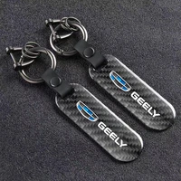new fashion car carbon fiber leather rope keychain key ring for geely emgrand ec7 ec8 ck atlas ck2 ck3 gt gc9 car accessories