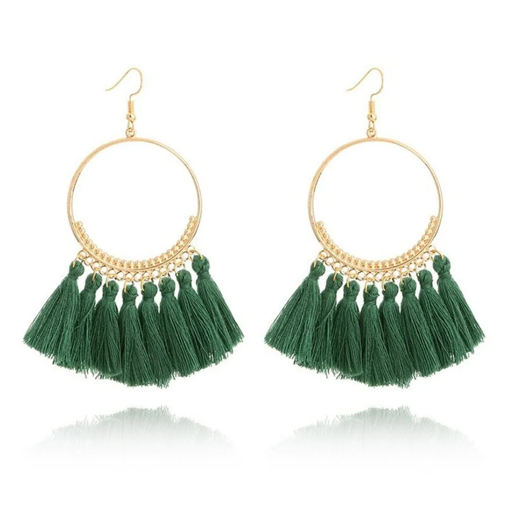 Новинка серьги с кисточками для вечеринок винтажные большие круглые висячие в