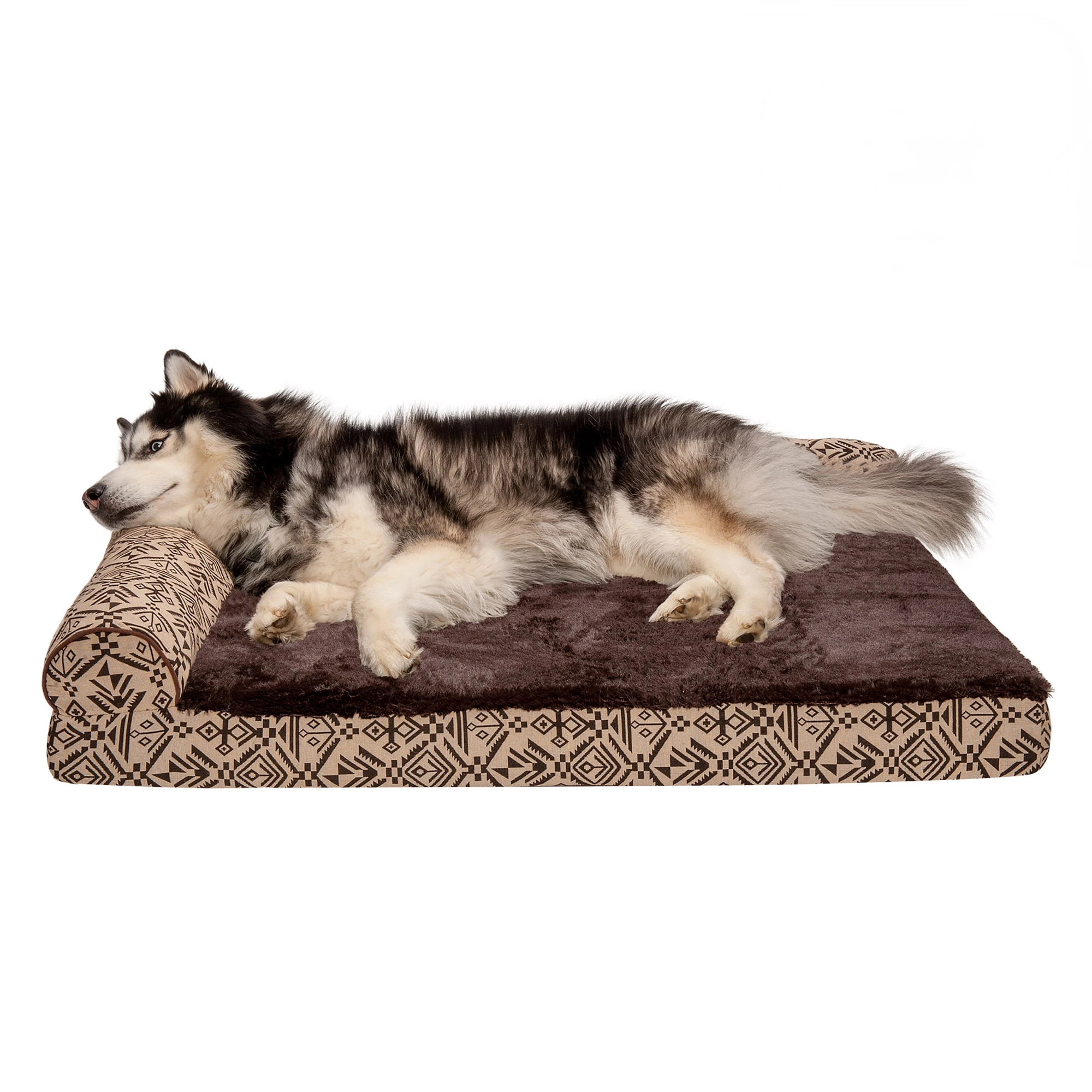 

Pet Dog Bed | Deluxe Memory Foam Southwest Kilim L-Shaped Chaise Couch Pet Bed for Dogs & Cats, Desert Brown, Jumbo