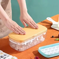 press type ice cube maker silicone ice tray mold creative ice storage box with lid for household square ice mold making box