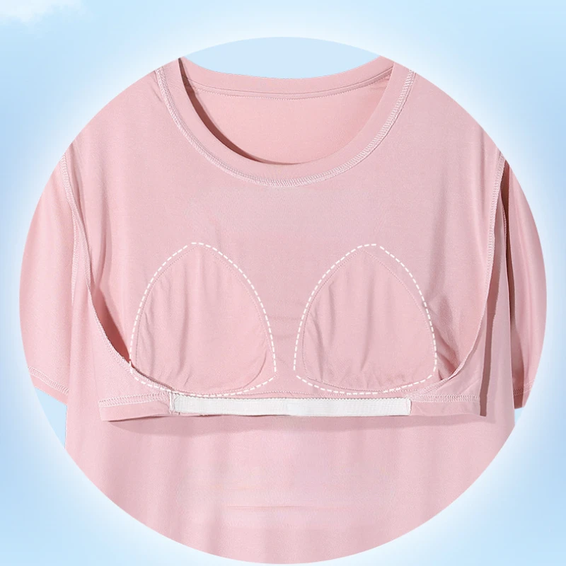 Pajamas Women Summer Short-sleeved Thin Section with Chest Pads Comfortable and High-end Home Suit Can Be Worn Outside Sleepwear