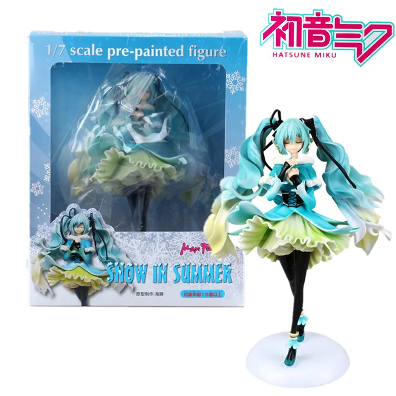 

28CM Hatsune Miku Anime Figure 1/7 Snow In Summer PVC Action Figurines Girls Model Doll Collectible Toys Gifts Desktop Ornaments