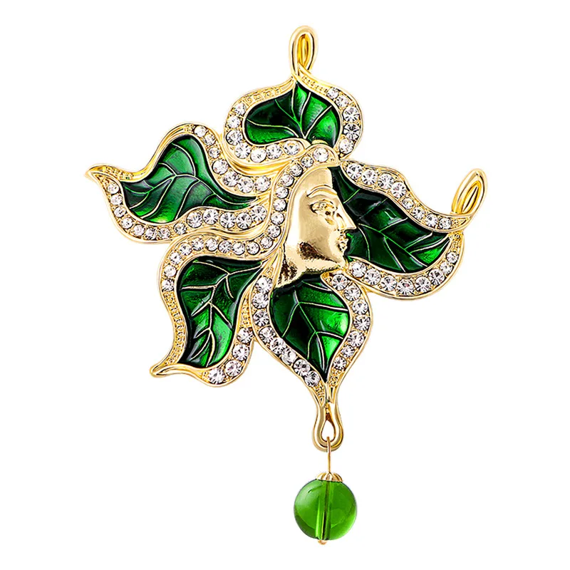 

Rhinestone Crystal Brooches Pins Flower Corsage For Women Hat Jewelry Brooch Pins Elegant And Beautiful, Green