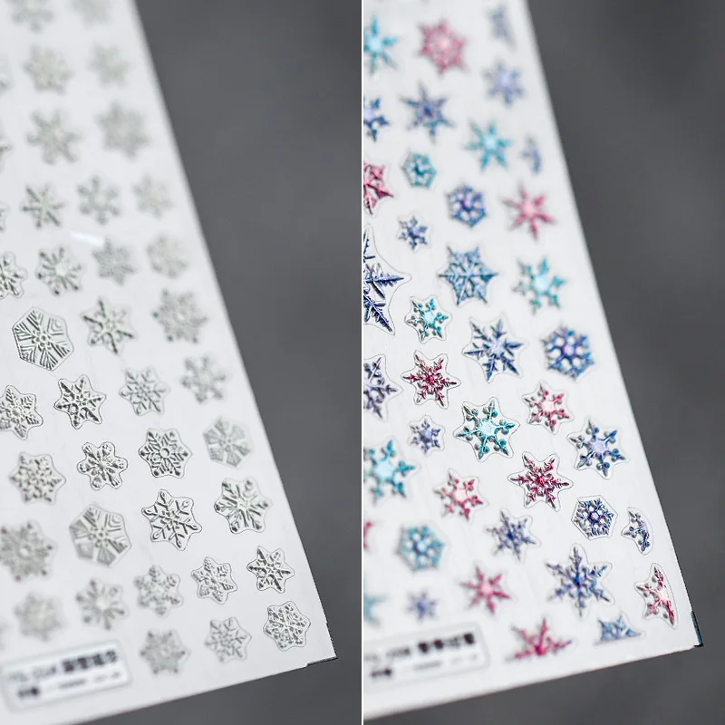 

3D Snowflake Nail Art Decals White Christmas Designs Self Adhesive Stickers New Year Winter Gel Foils Sliders Decorations
