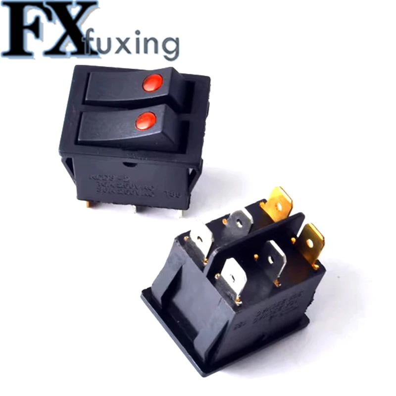 5 шт., черный, 250 В, 16 А, кнопка включения, кулисный переключатель, нагрев, 6-контактный двойной электрический выключатель питания для обогревателя масляного обогревателя KCD3 30A