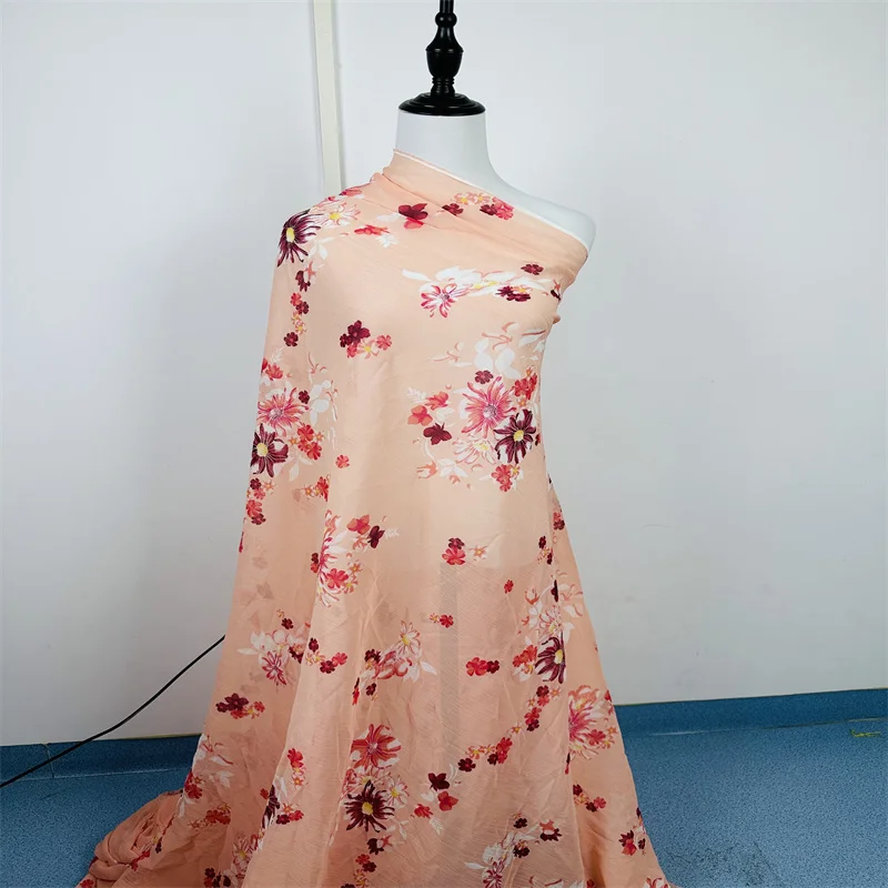 

Floral Chiffon Fabric Soft Dress Skirt Hanfu Material Fresh