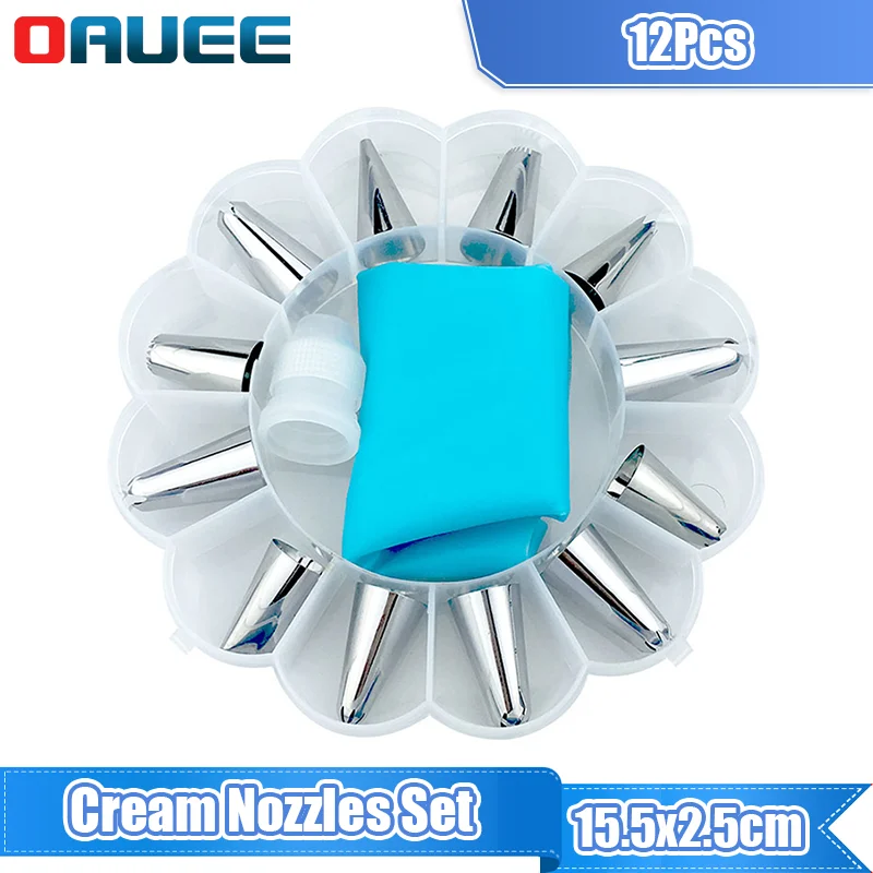 

12pcs Cake Decorating Tools Pipe Icing Nozzles Baking Supplies Stainless Steel Dessert Decoration Kitchen Accessories
