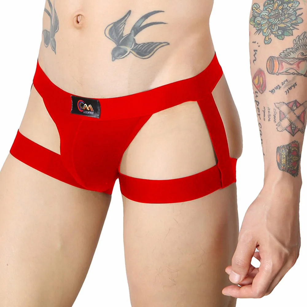 

Jockstrap Men Sexy Thongs And G Strings Low Rise Male Underpant Pouch Backless Strappy Open Butt Underwear Sexy Erotic Homens