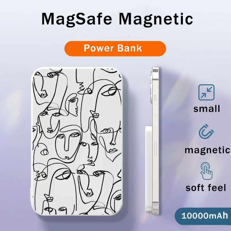 

Magnetic Power Bank10000 mAh 5000mAh Portable Chargers External Auxiliary Battery Fast Wireless Charging line figure flower