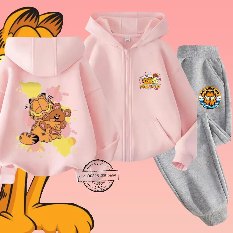 Детский Осенне-зимний Комплект Garfiel Повседневный Стиль Толстовка С Мультяшным