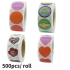 500 шт.рулон, разноцветные Круглые Наклейки в горошек