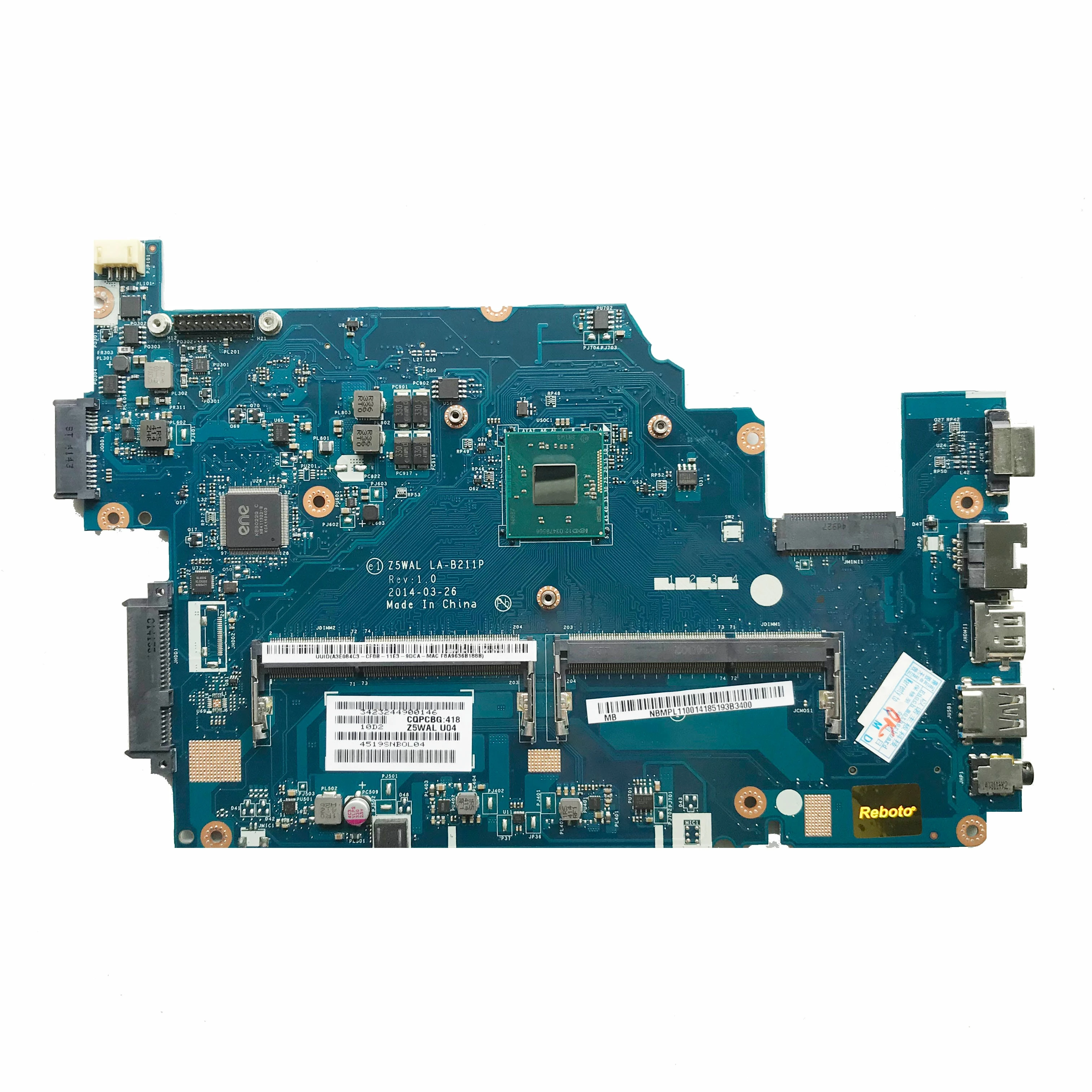 

Z5WAL LA-B211P For Acer E5-511 Series Laptop Motherboard