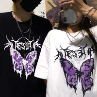 women t shirt punk butterfly harajuku dark top tee male fashion swag aesthetic mens clothes hip hop gothic t shirts streetwear