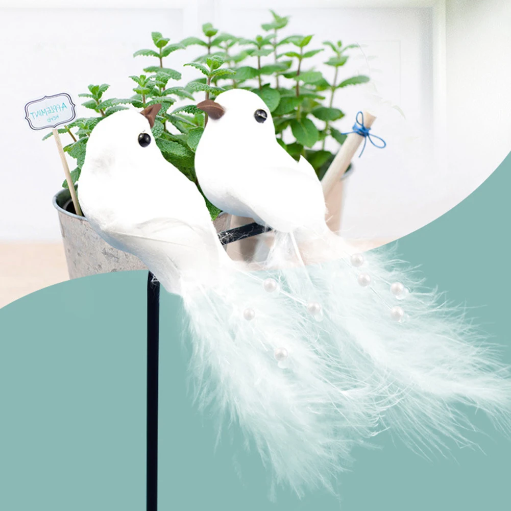 

6PCS Foam Artificial Pigeon Birds Fake Doves Simulation Feather Pigeon Christmas Tree Wedding Party Craft Ornaments Home Decor