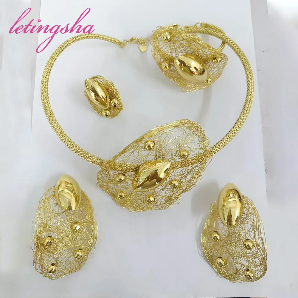 Женский комплект ювелирных украшений из Дубая роскошные африканские 18-каратные