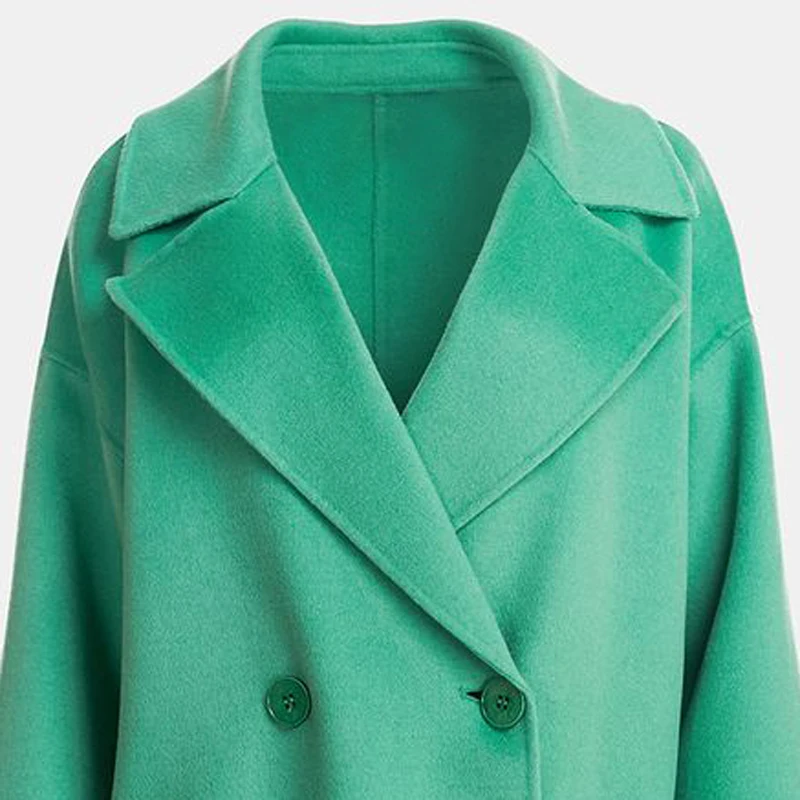 Красное свободное Женское шерстяное пальто-простой дизайн от средней до длинной