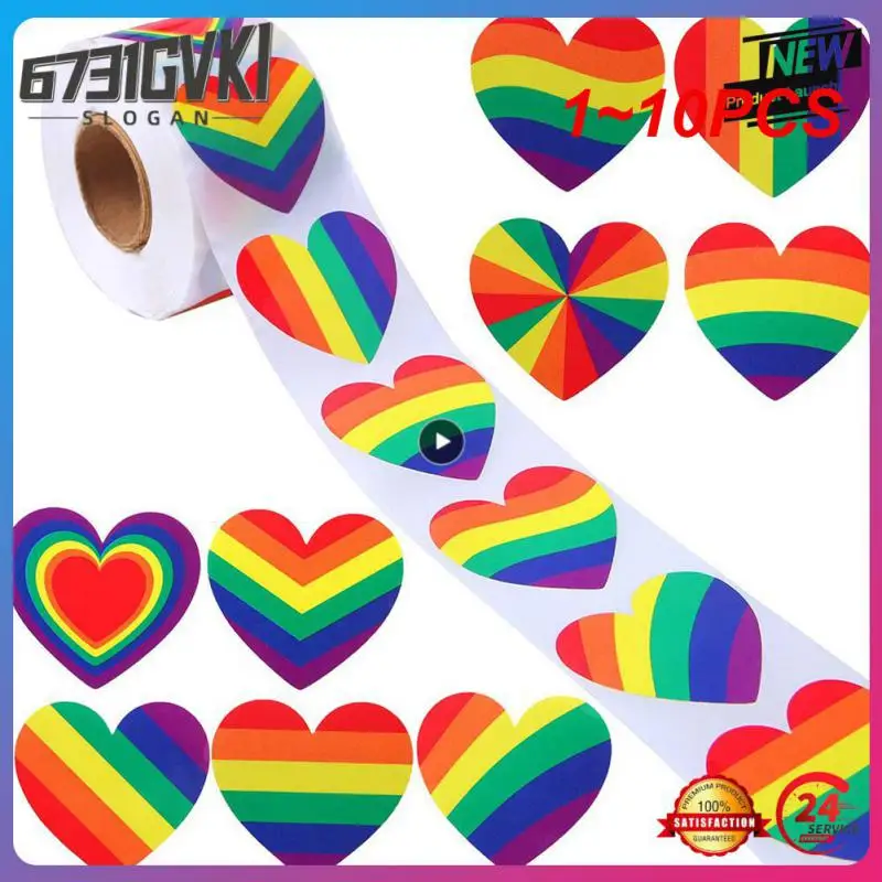 

1~10PCS Various Striped Gay Pride Rainbow Heart Ribbon Valentine's Stickers Spreading Gift Packaging Sealing