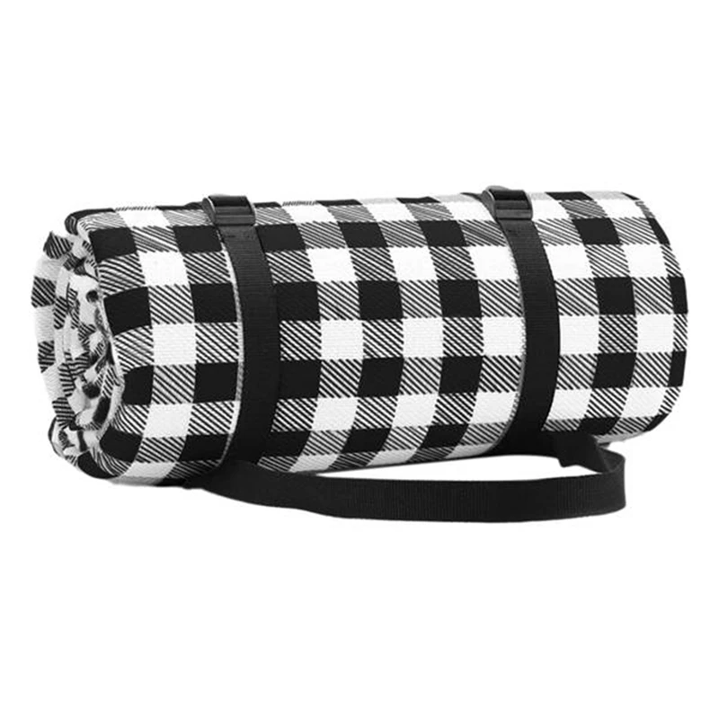

1 Piece Picnic Cloth Folding Mat Soft Blanket Black-White Waterproof Blanket Camping Beach Lattice 150Cmx200cm