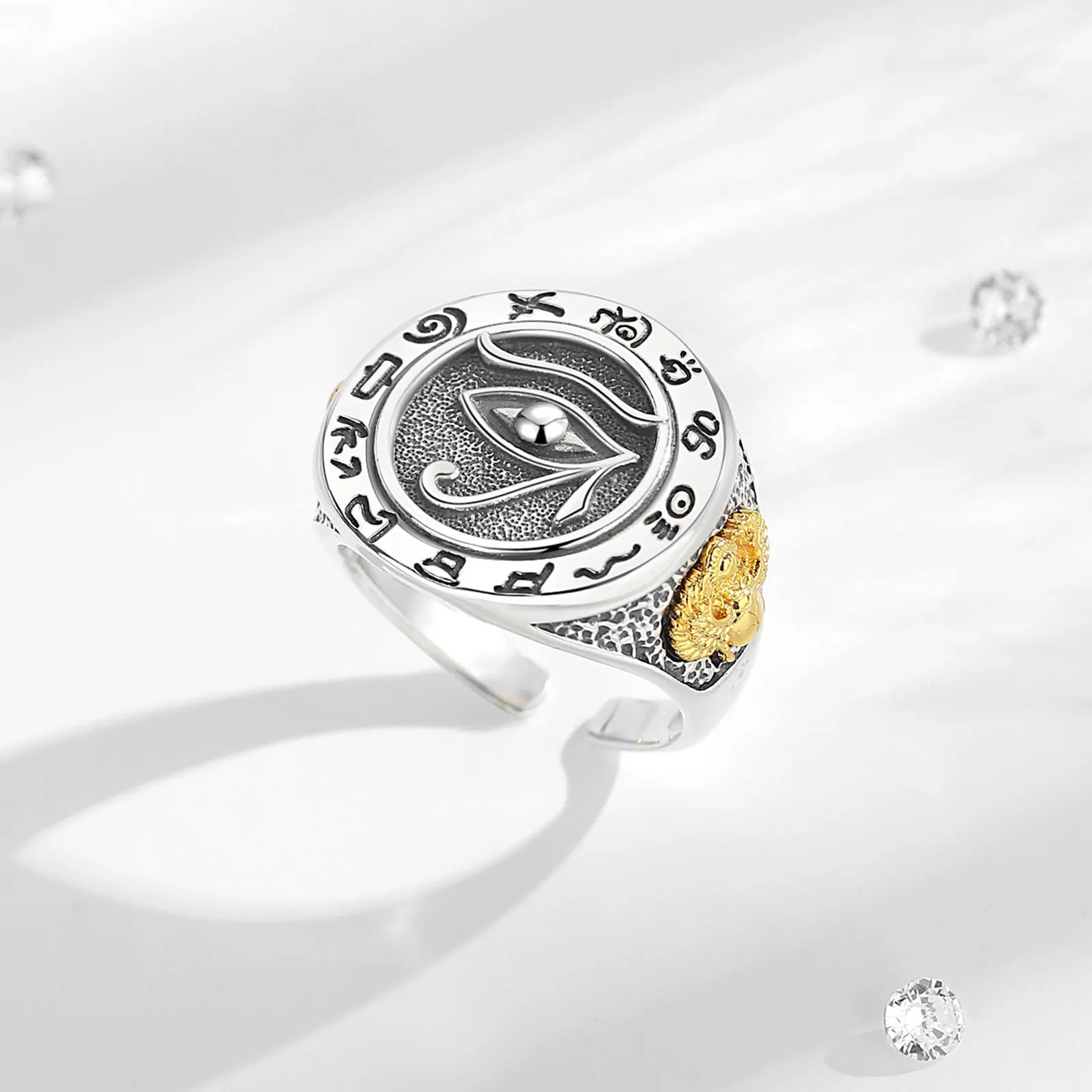 Eudora стерлингового серебра 925 пробы регулируемое кольцо от сглаза для мужчин и