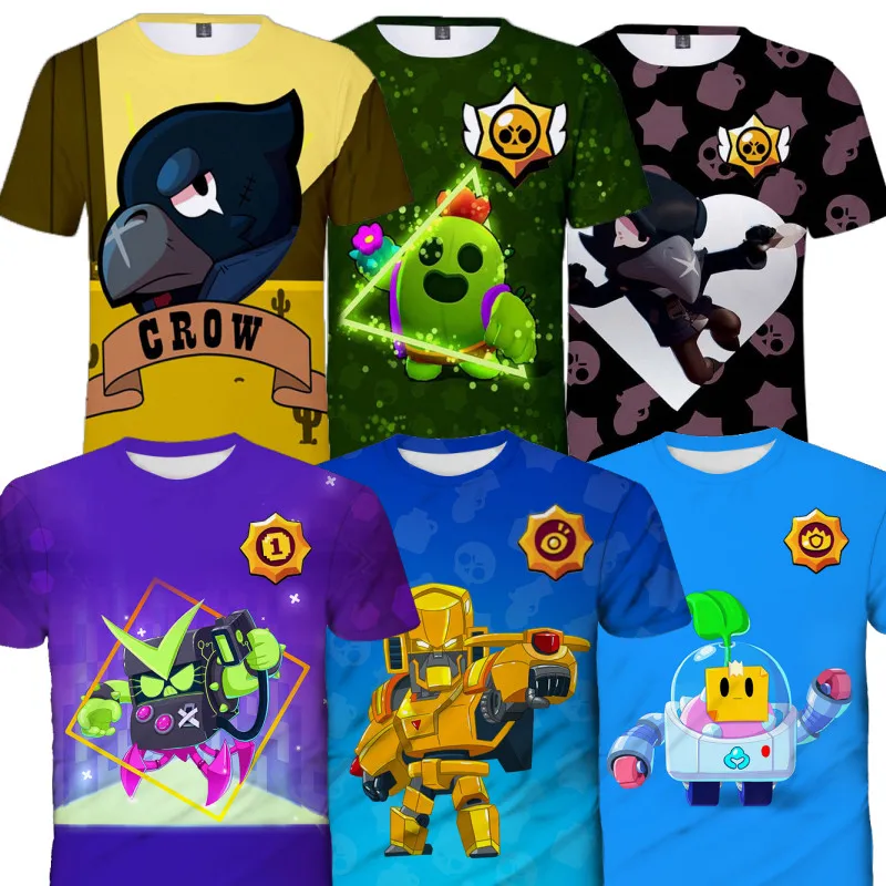 

Shark Leon Star Children's Wear Kids T-shirt Shooter Game Star T-shirt Boys Girls Short Sleeve Tops Tshirt Teen Clothes