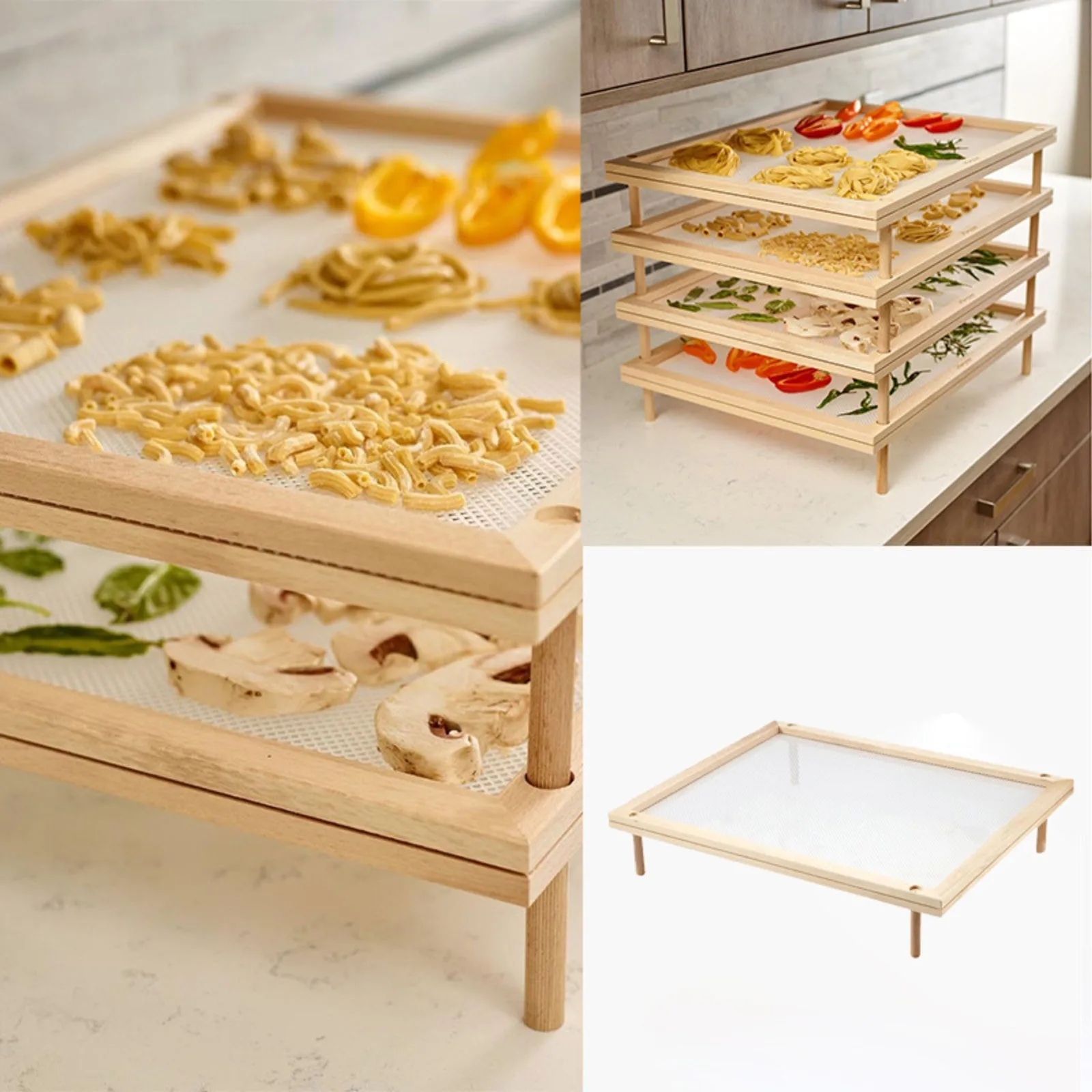 

Деревянная стойка для сушки пищевых продуктов с сеткой, складываемая металлическая стойка для органайзера и хранения для кухонной раковин...